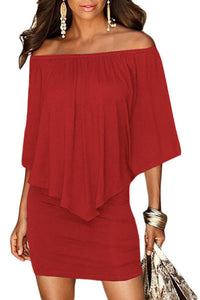 Multiple Dressing Layered Red Mini Dress - storedropp
